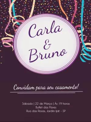 Convite de Casamento Carnaval com Confetes para Editar Online