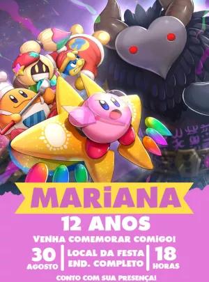Convite de Aniversário Kirby com Personagens para Editar Online