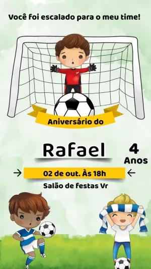 Convite de Aniversário Futebol com Jogadores para Editar Online