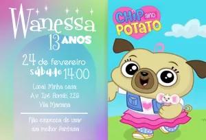 Convite Aniversário Chip and Potato para Editar Online