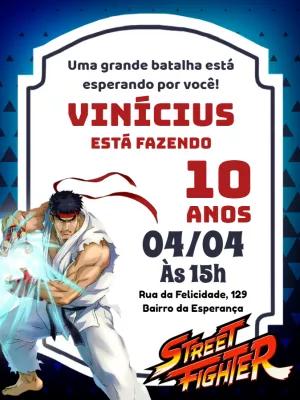 Convite de Aniversário Street Fighter para Editar Online