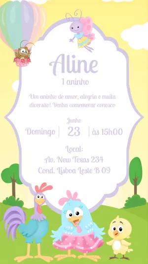 Convite Aniversário Galinha Pintadinha Candy para Editar Online