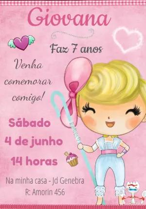 Convite Aniversário Toy Story com a Betty para Editar Online
