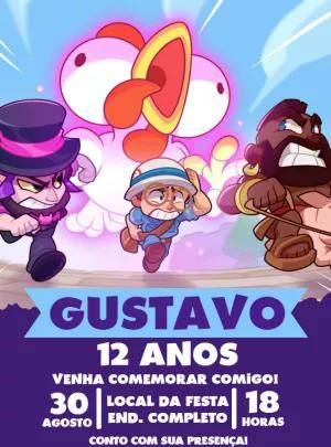 Convite de Aniversário Squad Busters com Personagens para Editar