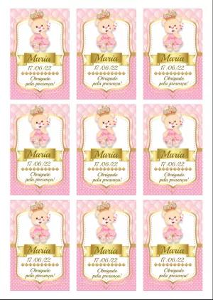 Tag Ursinha Princesa para Lembrancinha para Editar Online