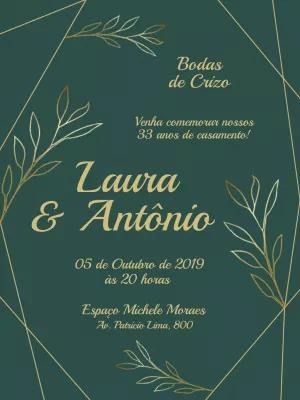 Convite de Bodas de Casamento Elegante para Editar Online