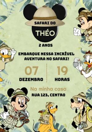 Convite Aniversário Mickey Safari para Editar Online