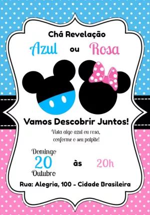 Convite Chá Revelação Mickey e Minnie para Editar Online