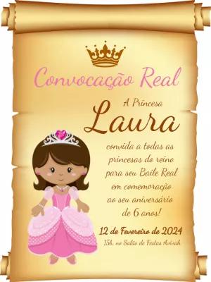 Convite Aniversário Princesa Negra Convocação Real para Editar