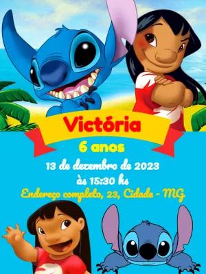 Convite de Aniversário Lilo e Stitch para Editar Online