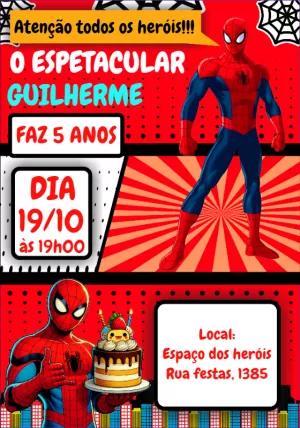Convite de Aniversário Homem Aranha para Editar Online