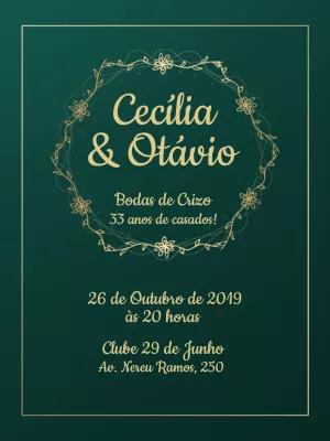 Convite de Bodas de Casamento Elegante para Editar Online