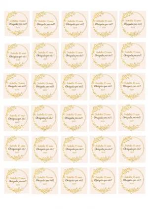 Tag de Agradecimento 15 Anos Floral Dourado para Editar