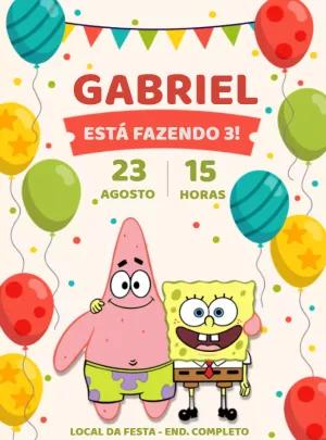 Convite de Aniversário Bob Esponja e Patrick para Editar Online