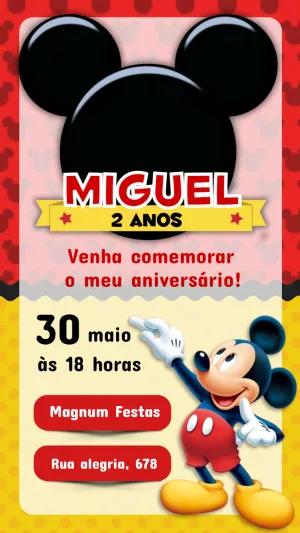 Convite de Aniversário Mickey Mouse para Editar Online