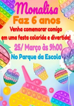 Convite de Aniversário Pop It Colorido para Editar Online