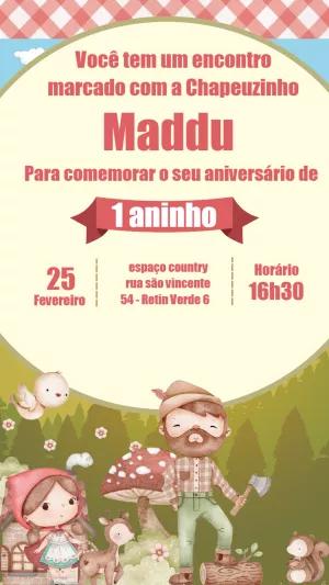 Convite de Aniversário Chapeuzinho Vermelho para Editar