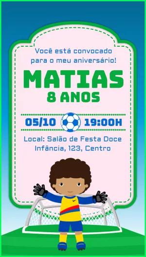 Convite Aniversário Futebol Goleiro para Editar Online