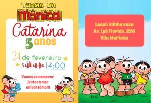 Convite de Aniversário Turma da Mônica para Editar Online