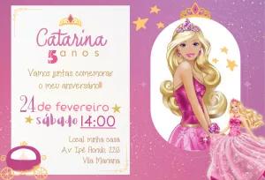 Convite Aniversário Barbie Princesa Realeza para Editar