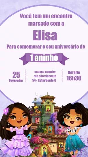 Convite Aniversário Encanto com Personagens para Editar Online