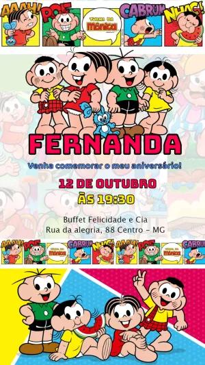 Convite Aniversário Turma da Mônica para Editar Online