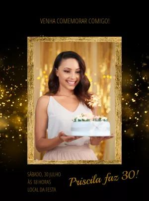 Convite de Aniversário Elegante com Foto para Editar Online