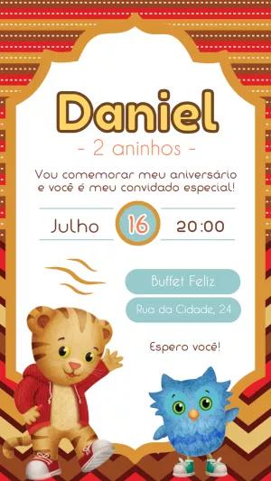 Convite de Aniversário Daniel O Tigre para Editar Online