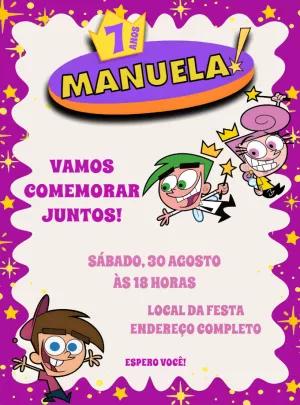 Convite de Aniversário Padrinhos Mágicos para Editar Online