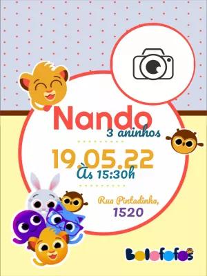 Convite de Aniversário Bolofofos com Foto para Editar Online