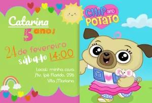 Convite de Aniversário Chip and Potato para Editar Online