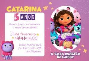Convite Aniversário A Casa Mágica da Gabby para Editar Online