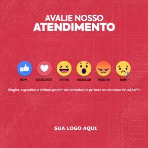 Arte para Avaliar Atendimento com Emojis para Editar Online