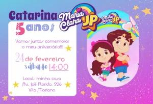 Convite Aniversário Maria Clara e JP para Editar Online e Imprimir