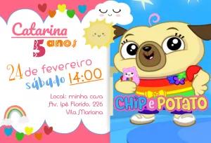 Convite Aniversário Chip e Potato para Editar Online