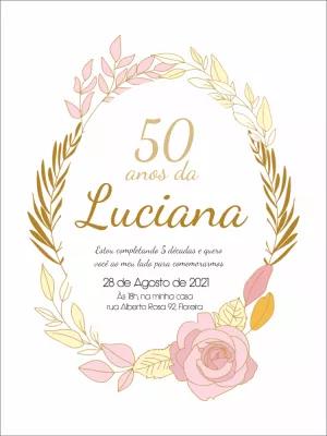 Convite de Aniversário 50 Anos Floral para Editar Online