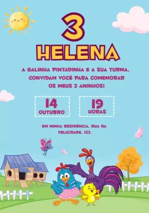 Convite de Aniversário Galinha Pintadinha para Editar Online