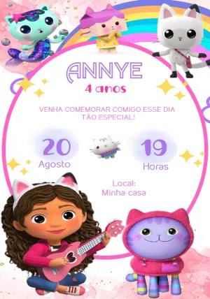 Convite Aniversário A Casa Mágica da Gabby para Editar Online