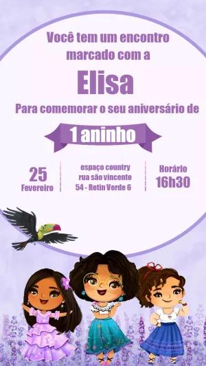 Convite Aniversário Encanto com Personagens para Editar Online