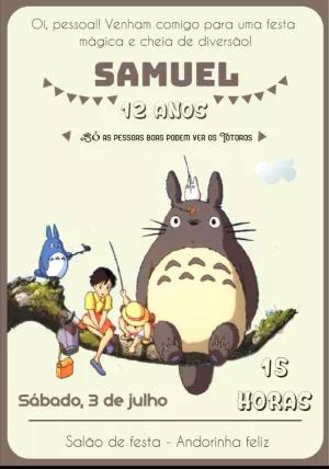 Convite Aniversário Meu Amigo Totoro para Editar Online