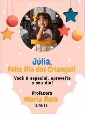 Cartão Dia das Crianças com Foto para Editar Online