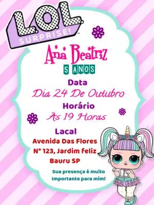 Convite de Aniversário LOL Surprise Editável Online