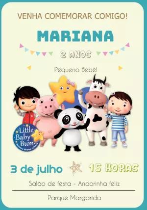 Convite de Aniversário Little Baby Bum para Editar Online