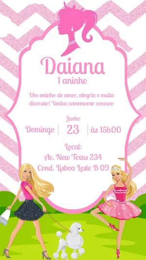 Convite de Aniversário Barbie Bailarina para Editar Online
