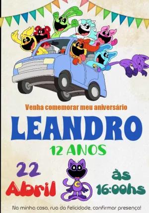 Convite Aniversário Catnap e Smiling Critters para Editar Online