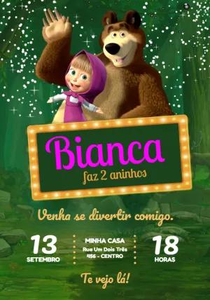 Convite Aniversário Masha e o Urso para Editar Online