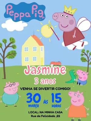 Convite de Aniversário Peppa Pig Fada para Editar Online