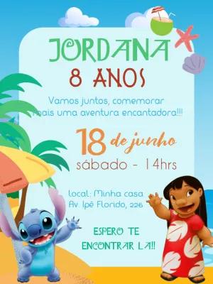 Convite de Aniversário Lilo & Stitch para Editar Online