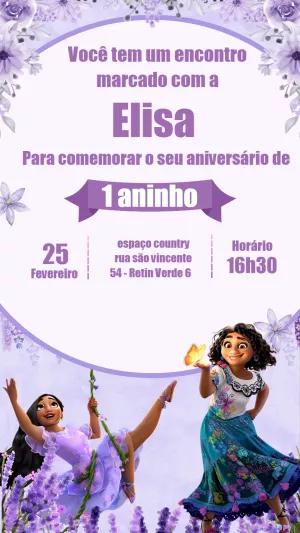 Convite Aniversário Encanto com Personagens para Editar Online