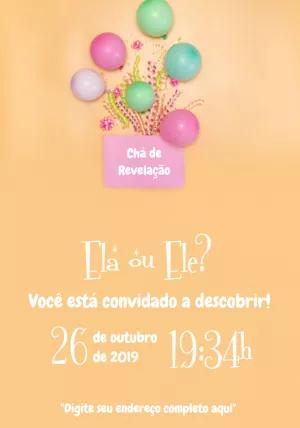 Convite Chá Revelação Balões Coloridos para Editar Online